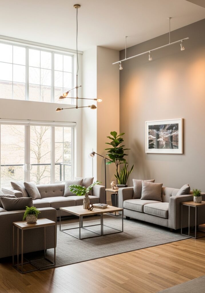 Material contrasts in modern design showing natural wood paired.
