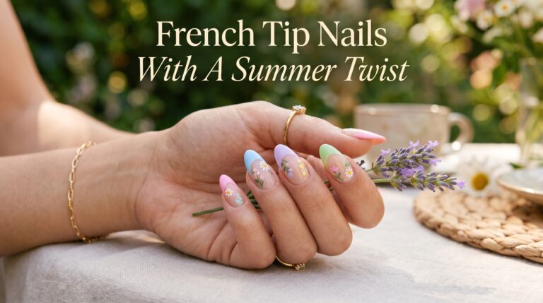 French Tip Nails With A Summer