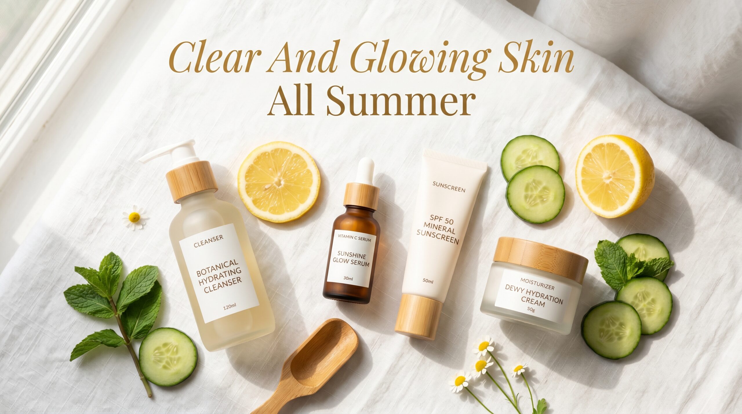 Clear and glowing skin in summer with healthy skincare routine