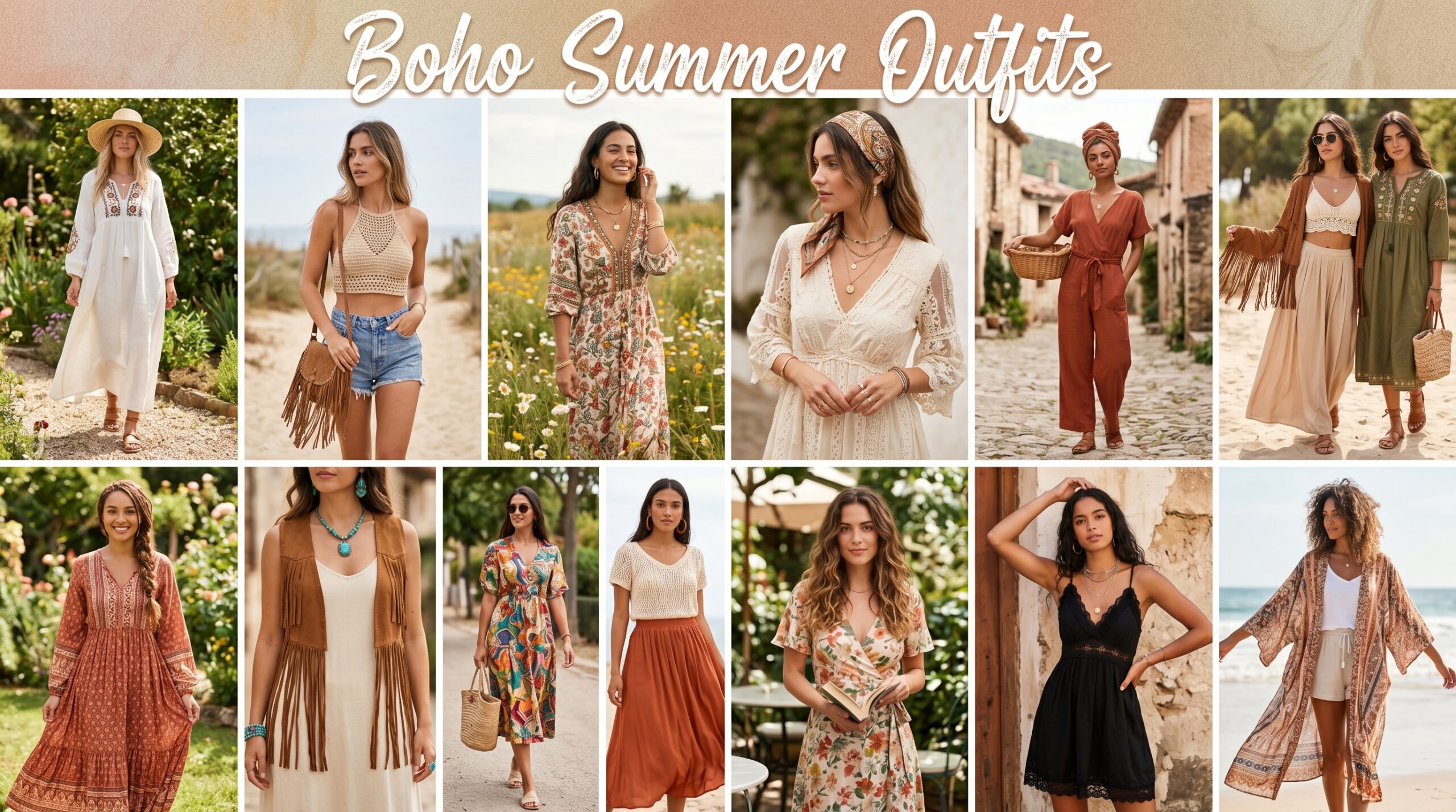 Boho summer outfits for women with free-spirited fashion style