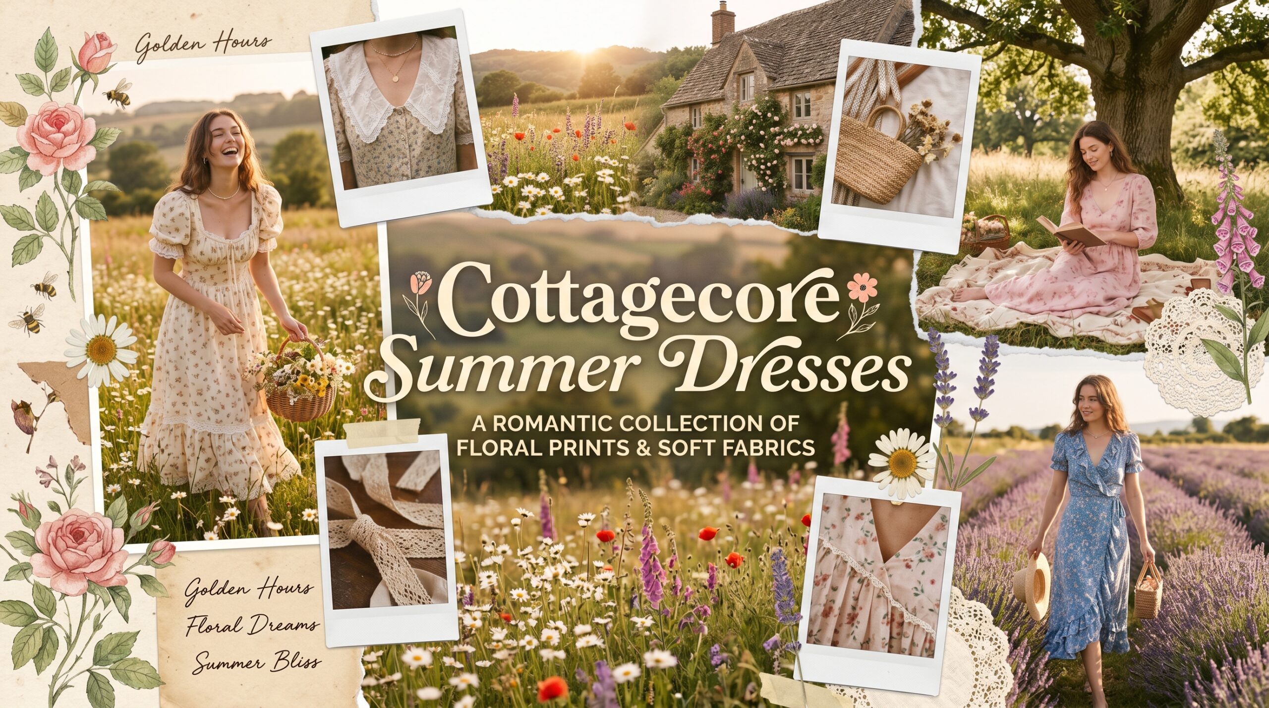 Cottagecore summer dresses with floral and vintage aesthetic