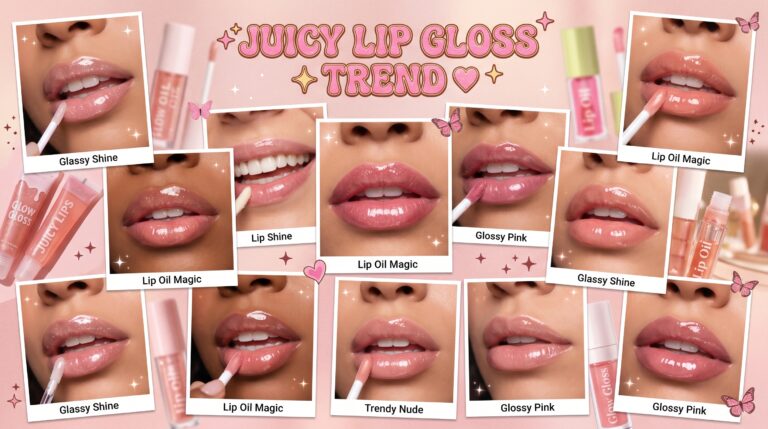 Juicy lip gloss trend 2026 with glossy hydrated lips