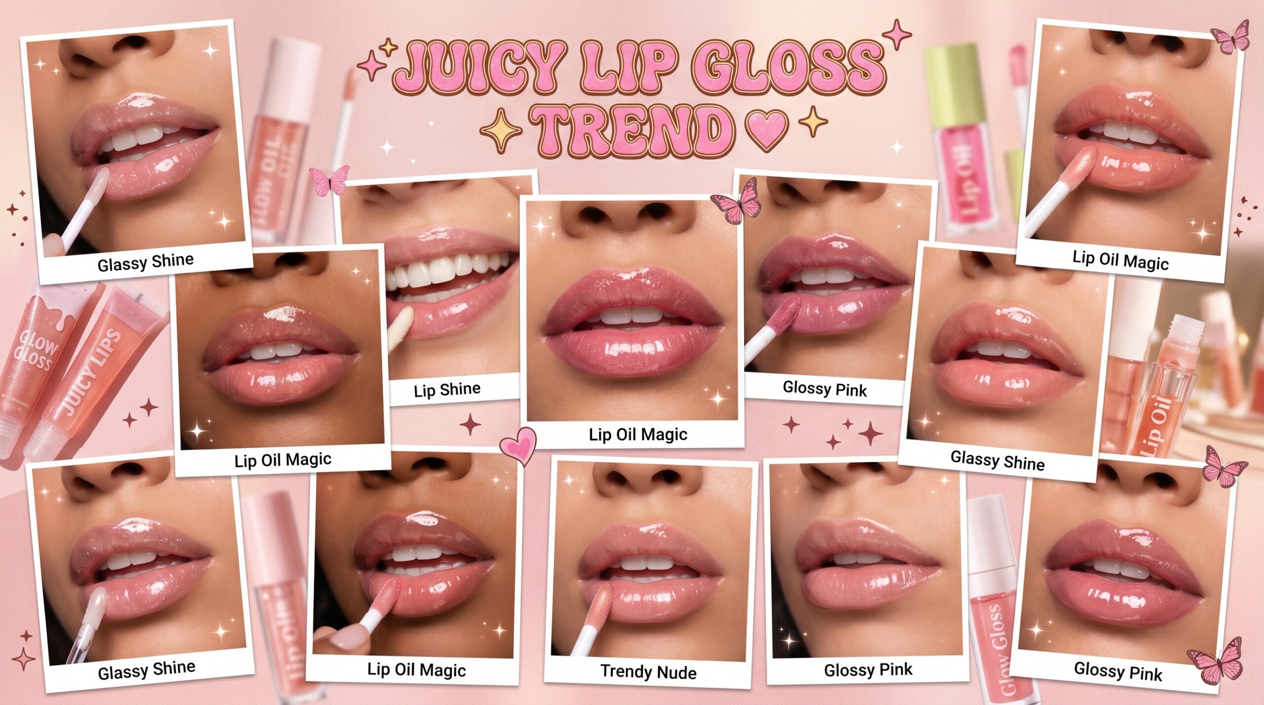 Juicy lip gloss trend 2026 with glossy hydrated lips