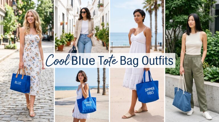 Cool Blue Tote Bag Outfits Trending Now