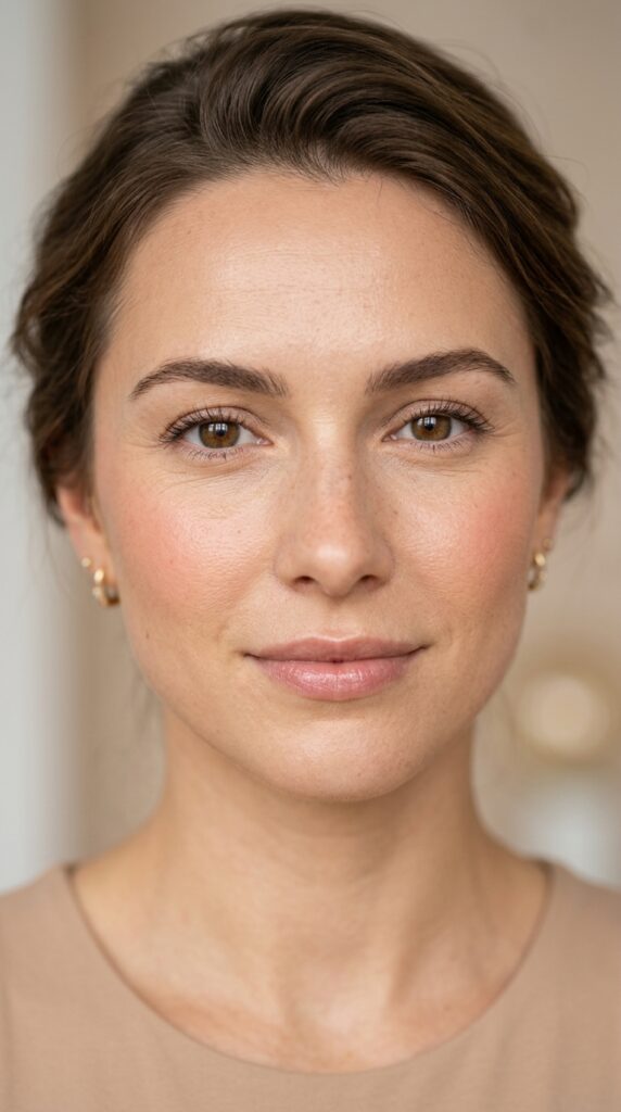 Skin-like finish foundation with a natural, breathable look that enhances real skin texture while providing smooth full coverage