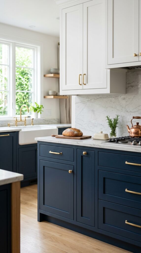 Kitchen cabinets with a fresh coat of paint in modern colors, creating a bright, clean, and stylish transformed space