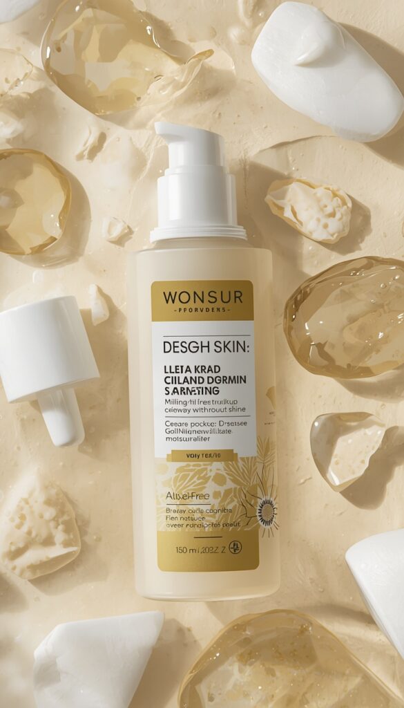 Oily and acne-prone skin with a clean matte finish and simple skincare routine, highlighting fresh, clear, and balanced skin texture