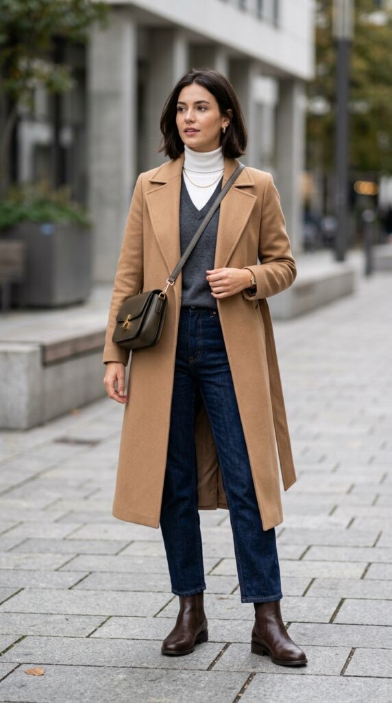 Layered outfit look with multiple stylish pieces creating depth and texture, resulting in a chic, modern, and effortlessly put-together fashion aesthetic