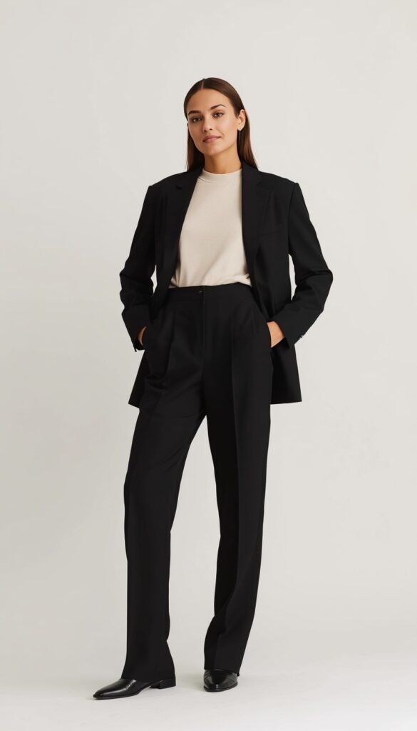 Monochrome outfit look styled in a single color palette, creating a clean, modern, and effortlessly chic fashion aesthetic with minimal elegance
